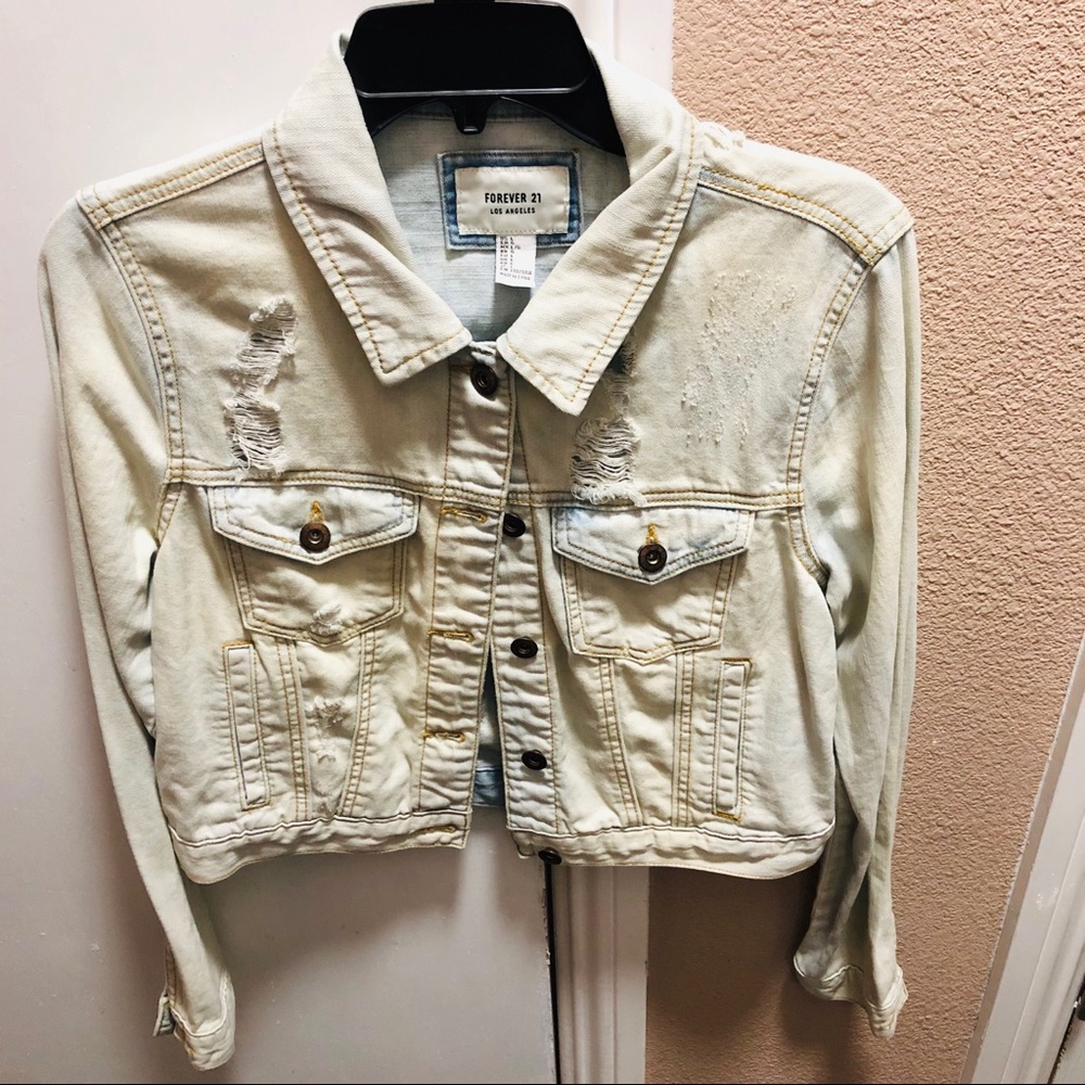 Distressed jean jacket